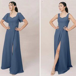 Dusty Blue Madeline Convertible Chiffon Dress, Size 4/6 (ALTERED)